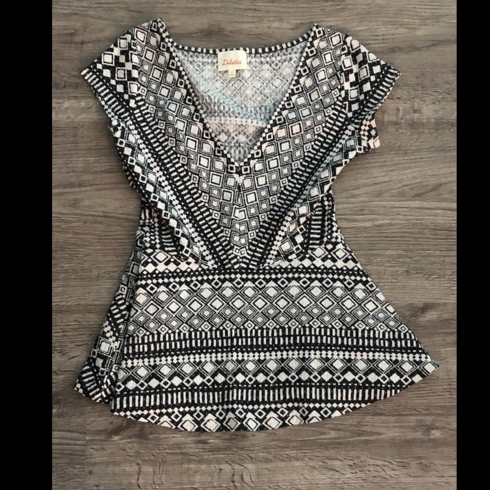 Anthropologie Deep V Flared Top